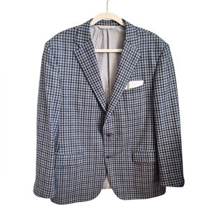 SAMUELSOHN Mens SB GARNER Bristol Plaid Wool Sports Coat Blue Gray